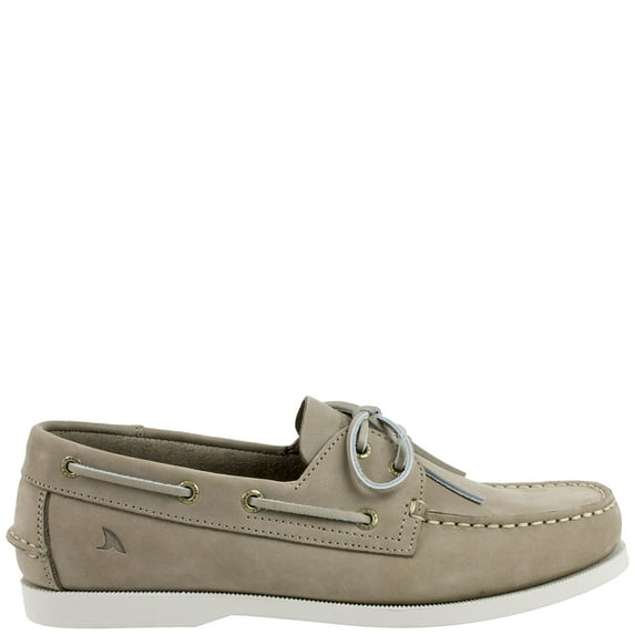 Rugged Shark Men's Classic Boat Shoes, Genuine Leather with Odor Control Technology, Taupe Grey, Men's Size 9.5