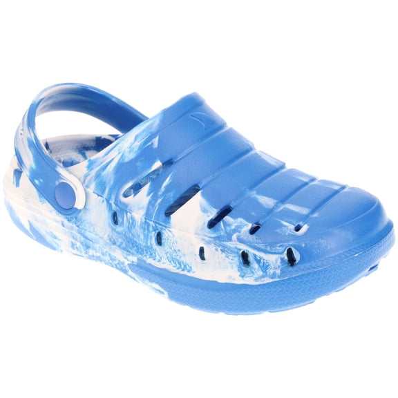Rugged Shark Molded Clog for Men, Lightweight EVA Clog with Swivel Ankle Strap, Blue/White, Size Men's 13/Women's 15