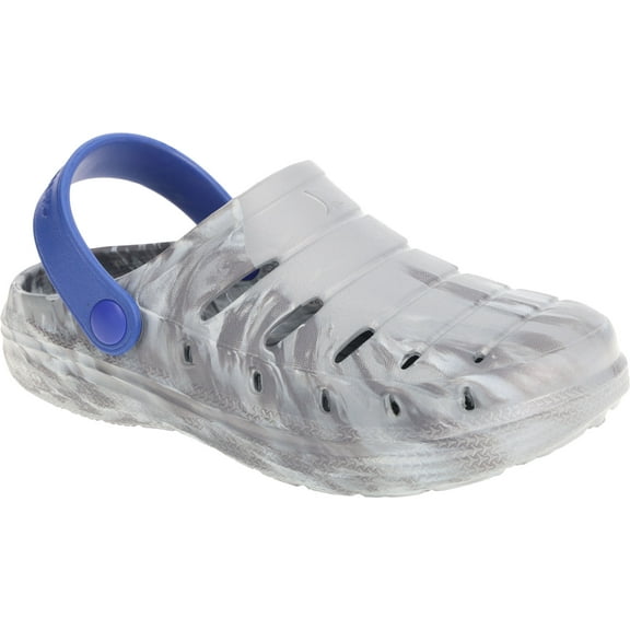 RUGGED SHARK Molded Clog for Boys, Lightweight EVA Clog with Swivel Ankle Strap, Grey/Multi, Youth 1
