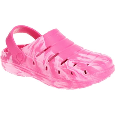 RUGGED SHARK Molded Clog for Girls, Lightweight EVA Clog with Swivel Ankle Strap, Pink/White, Youth 4/Women's 6