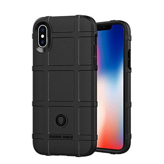 Rugged Shield TPU Polymer Grip Protective Phone Case for Apple iPhone X/Xs 5.8" Models Military-Grade Drop Protection (Black)