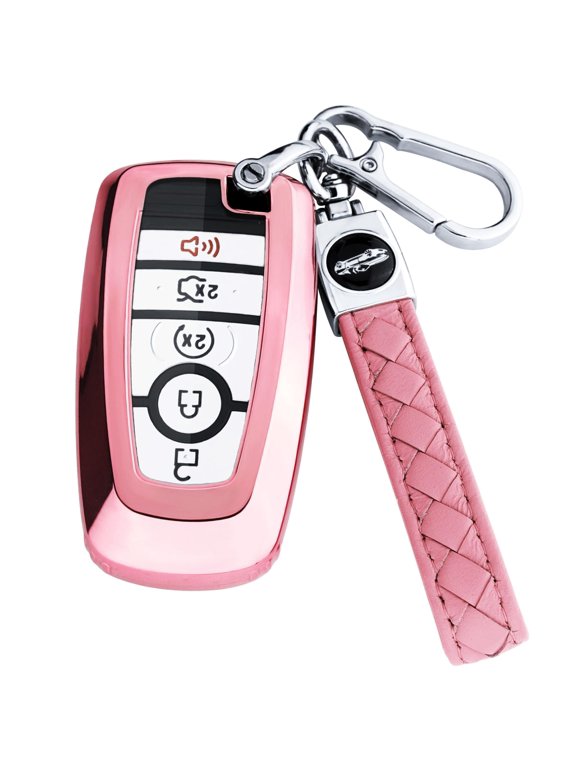 Rugged Shockproof 3-5 Button Key Fob Cover with Keychain for Ford Explorer Fusion Escape Edge Expedition F150 F250 F350 F450 F550 Maverick Mustang Smart Remote