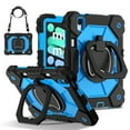 thumbnail image 1 of Rugged Shockproof Case for Apple iPad mini 7th Generation/ iPad mini 6th Gen, 360 Rotating Stand Shoulder Strap Bumper Anti-Scratch Kids Friendly Case Cover for iPad mini 6 7 8.3", Black+Blue, 1 of 8
