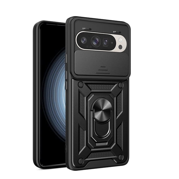 Rugged Shockproof Case Ring Holder Black Cover for Google Pixel 10/10 Pro 5G