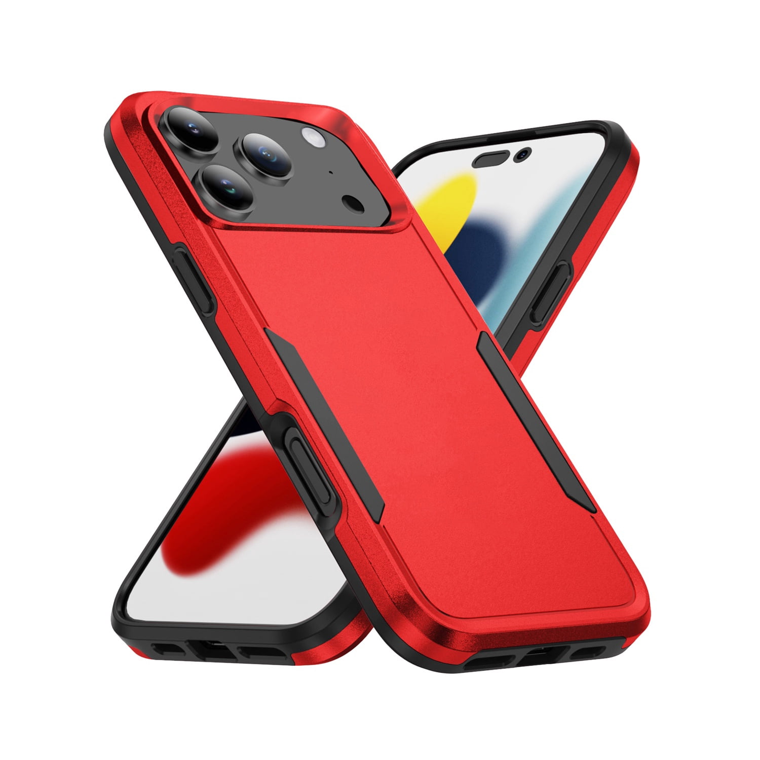 Rugged Shockproof Hybrid Cover for iPhone 17 Pro Max - Red