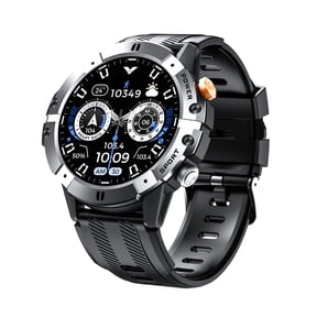 LEADOYS C29 Smart Watch 39mm Silver Titanium Case with Black Sport Band