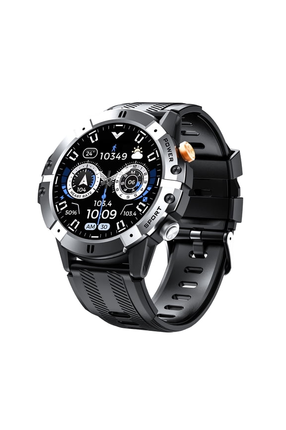 C29 Smart Watch 39mm Silver Titanium Case with Black Sport Band