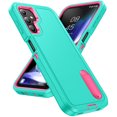 thumbnail image 1 of Rugged Stand Case for Samsung Galaxy A54 5G, Military Grade Drop Resistant Triple-Layer Cover with Hidden Bracket, Screen Camera Protection Shockproof Hybrid Case for Galaxy A54 5G, Mint+Rose, 1 of 9