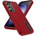 thumbnail image 1 of Rugged Stand Case for Samsung Galaxy S24 Plus, Military Grade Drop Resistant Triple-Layer Cover with Hidden Bracket, Screen Camera Protection Shockproof Hybrid Case for Galaxy S24 Plus, Red+Black, 1 of 8