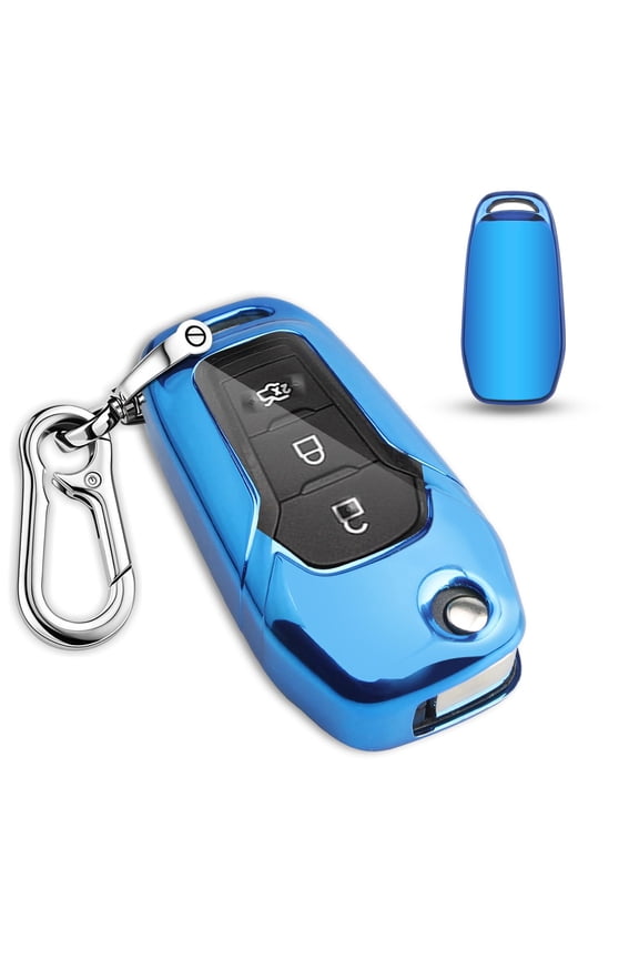 Rugged TPU Protective Cover with Key Ring for Flip Remote Key Fob Shell Case Compatible with 2015-2019 Ford F150 F250 Focus Mustang Edge Fusion Ranger Fiesta Escape Kuga Everest MKV Models