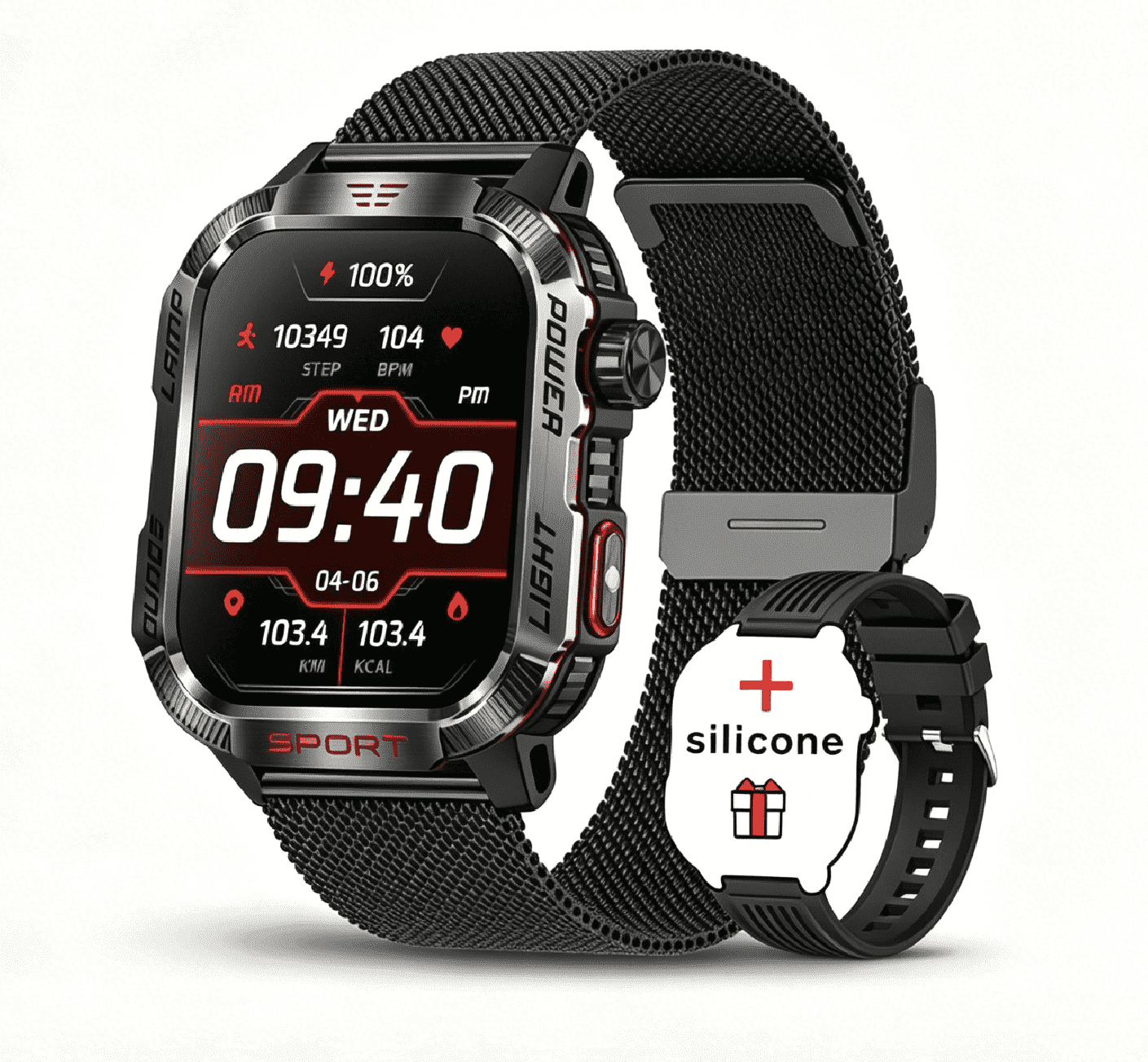 Rugged Tactical Smart Watch for Men, Outdoor Sports Waterproof Fitness ...