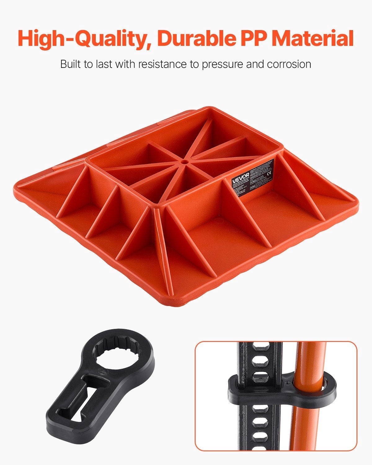Rugged Universal Jack Stand Base with Handle Holder, 11.6" by 11.6" Platform Holds 7000 LBS, Solid Steel Construction for Hi-Lift Farm Jacks, Truck Jacks - Red Finish