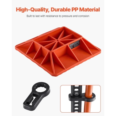 Rugged Universal Jack Stand Base with Handle Holder, 11.6" by 11.6" Platform Holds 7000 LBS, Solid Steel Construction for Hi-Lift Farm Jacks, Truck Jacks - Red Finish