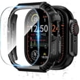 thumbnail image 1 of Rugged Waterproof Case for Apple Watch 49mm Ultra 3/2/1 with Tempered Glass Screen Protector, Durable Hard PC Bumper Protective Face Cover for iWatch 49 mm Black Gray, 1 of 1