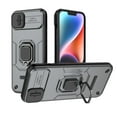 thumbnail image 1 of Rugged for iPhone 14 Plus Case with Camera Lens Sliding Cover, for iPhone 14 Plus Case with Ring Holder Kickstand, Military Grade Shockproof Heavy Duty Protective Case, Gray, 1 of 1
