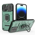 thumbnail image 1 of Rugged for iPhone 14 Pro Max Case with Camera Lens Sliding Cover, for iPhone 14 Pro Max Case with Ring Holder Kickstand, Military Grade Shockproof Heavy Duty Protective Case, Green, 1 of 1