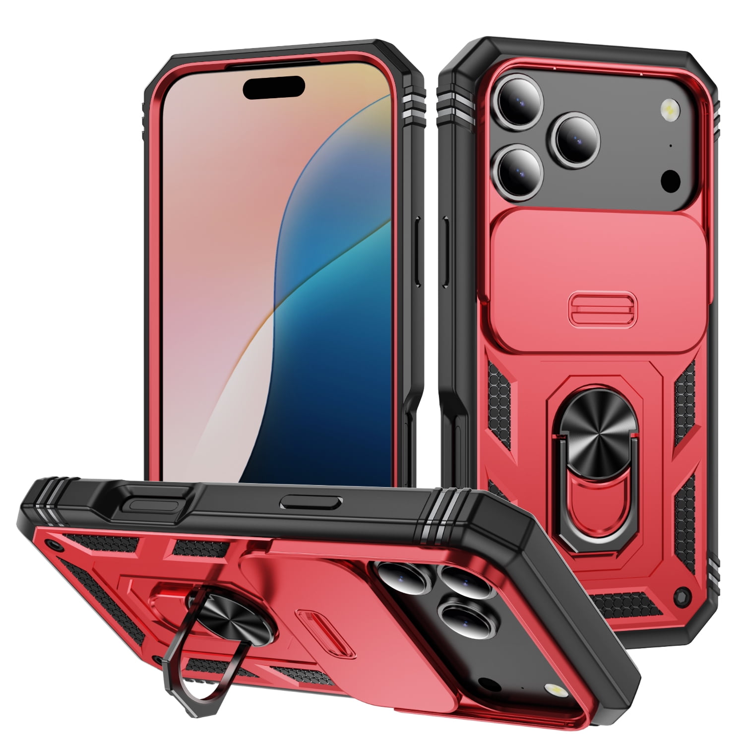 Rugged for iPhone 17 Pro Max Case with Camera Lens Sliding Cover