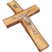 Rugged with rustic/bark edges olive wood Cross/Crucifix from Bethlehem - Medium