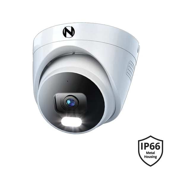 Ruggedized Add On Wired IP 4K+ 12MP Deterrence Dome Camera with 2-Way Audio - 1 Pack - White