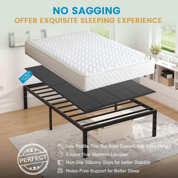 Ruggex Bunkie Board King (76x80) 10mm H-Strength Rib Bed Boards for Under Mattress, Anti-Sag & Noise-Free Design, Heavy Duty Low Anti-Slip Mattress Foundation for Platform Beds & Sofa Beds