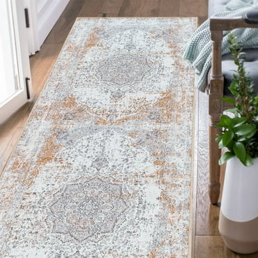 Rugking Area Rug 2x5 Taupe Runner Rug Hallway Rug Vintage Distressed Rug Kitchen Indoor Foldable Traditional Non Slip Carpet Bathroom Bedroom Living Room