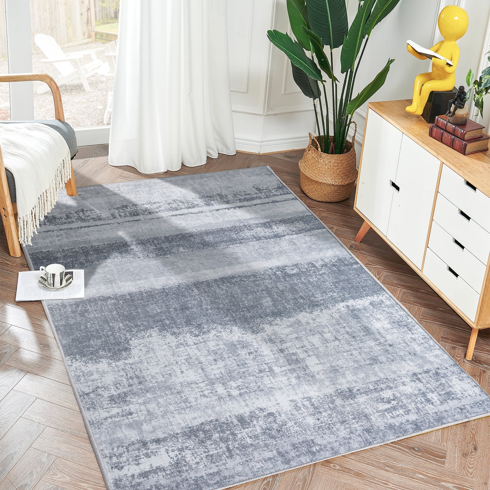 jinchan Area Rug 3x5 Entryway Washable Rug Modern Rug Kitchen Soft Rug  Non-Slip Indoor Door Mat Geometric Print Thin Carpet for Bathroom Bedroom