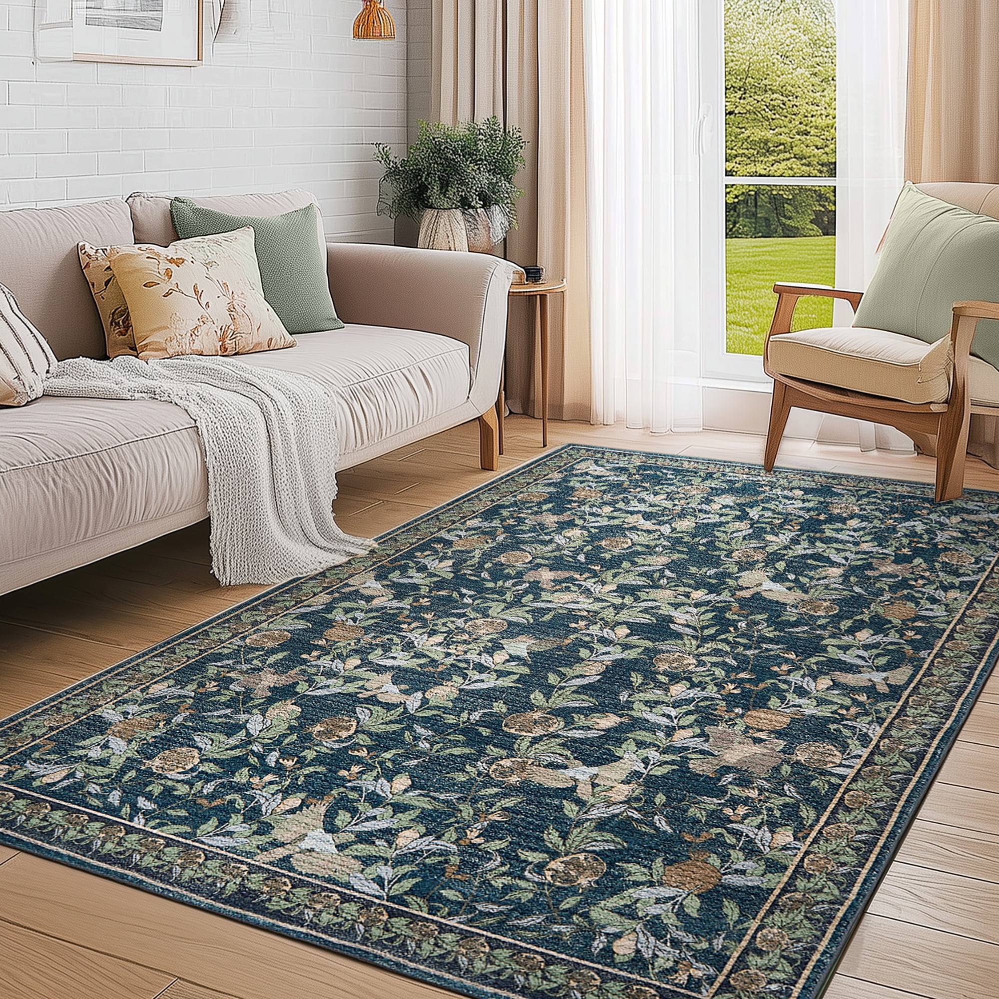 RUGKING Area Rugs For Living Room 8X10 Washable Oriental Rug Floral ...