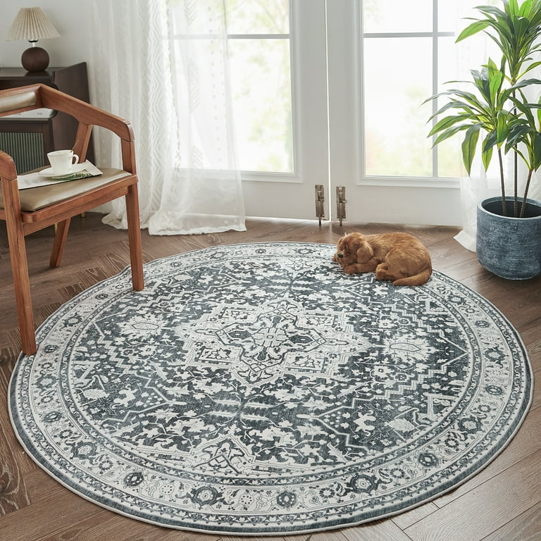 RUGKING Area Rug 2X5 Hallway Entryway Rug Taupe Vintage Persian Rug Floor  Cover Foldable Thin Rug Traditional Floral Print Indoor Mat for Bathroom