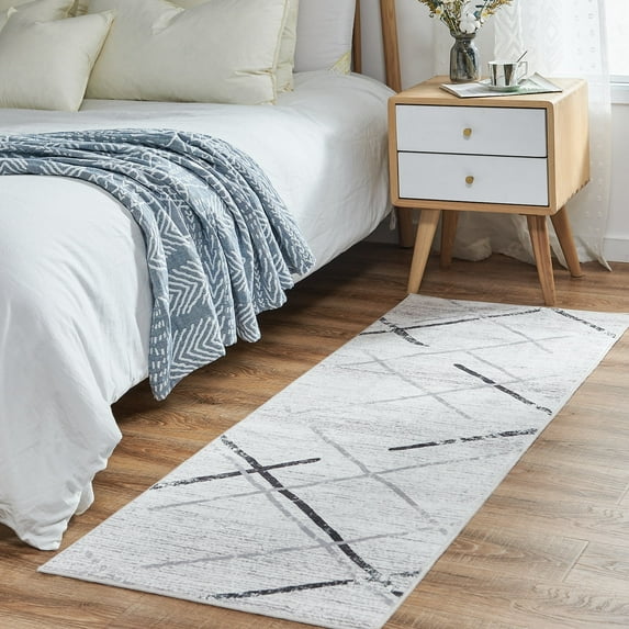 Rugking Runner Rug 2X6 Hallway Area Rug Moroccan Low pile Accent Rug Modern Geometric Rug Indoor Non Slip Rug for Kitchen Living Room Dining Room