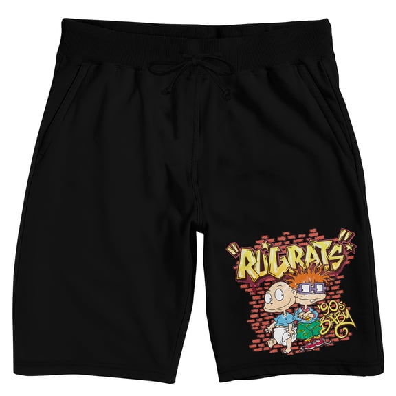 Rugrats 90s Baby Men's Black Sleep Pajama Shorts-Small