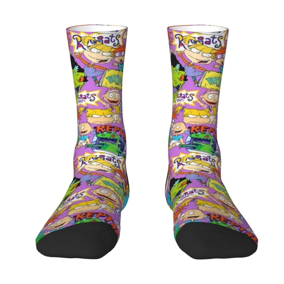 Rugrats Adult Socks Casual Tube Socks Durable Comfort Calf Socks Soft Elastic Crew Socks 2 Black-2