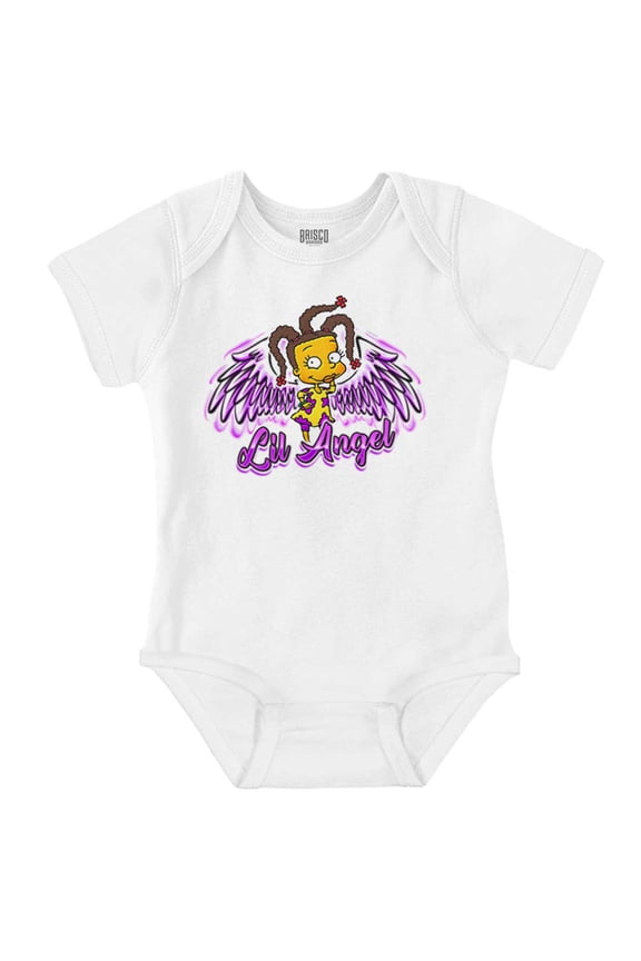 Airbrushed Susie Lil Angel Baby Girl Short Sleeve Printed Bodysuit Brisco Brands 24M