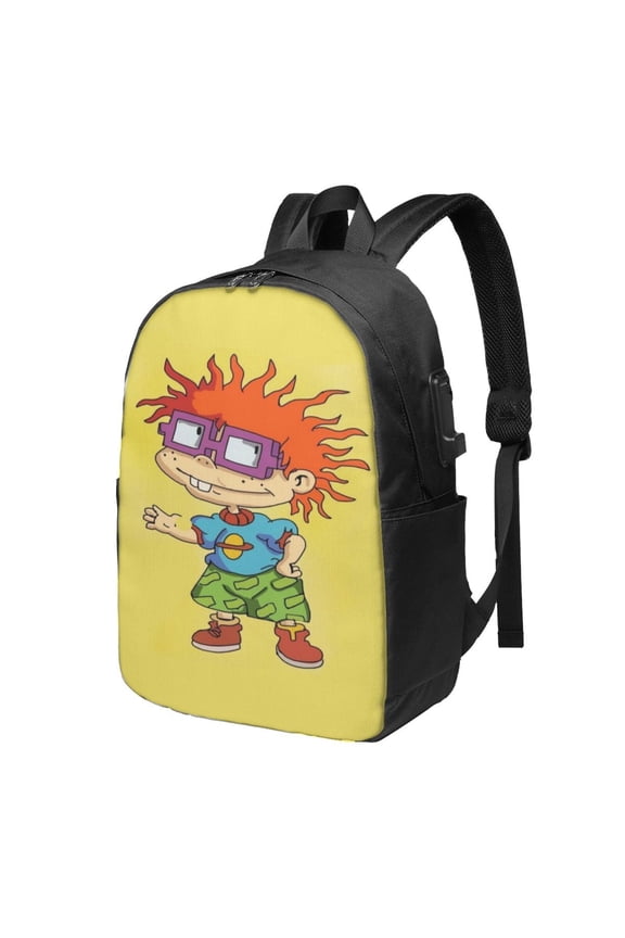 Rugrats Backpack Cartoon 17 Inch Laptop Bags Bookbag with USB Charging Port Large Travel School Shoulder Bag Daypack