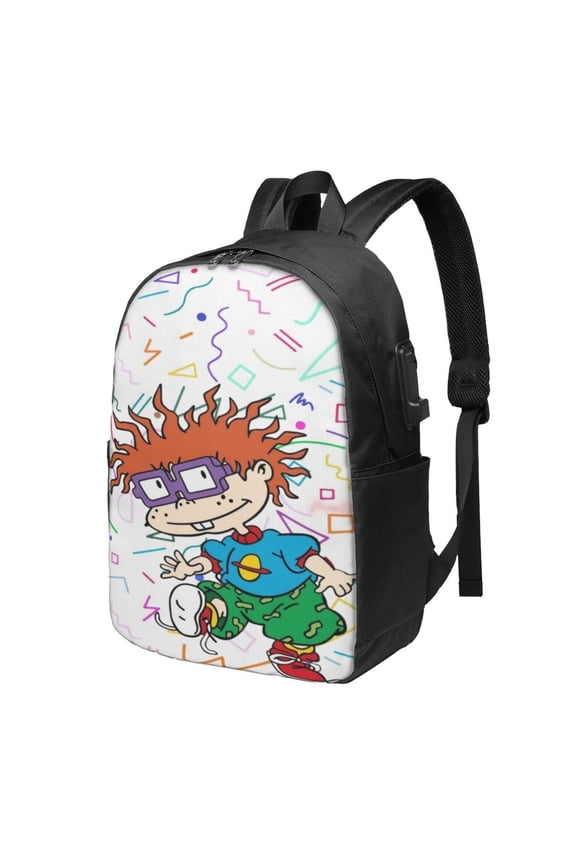 Rugrats Backpack Cartoon 17 Inch Laptop Bags Bookbag with USB Charging Port Large Travel School Shoulder Bag Daypack