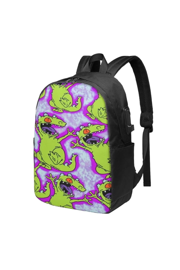 Rugrats Backpack Cartoon 17 Inch Laptop Bags Bookbag with USB Charging Port Large Travel School Shoulder Bag Daypack