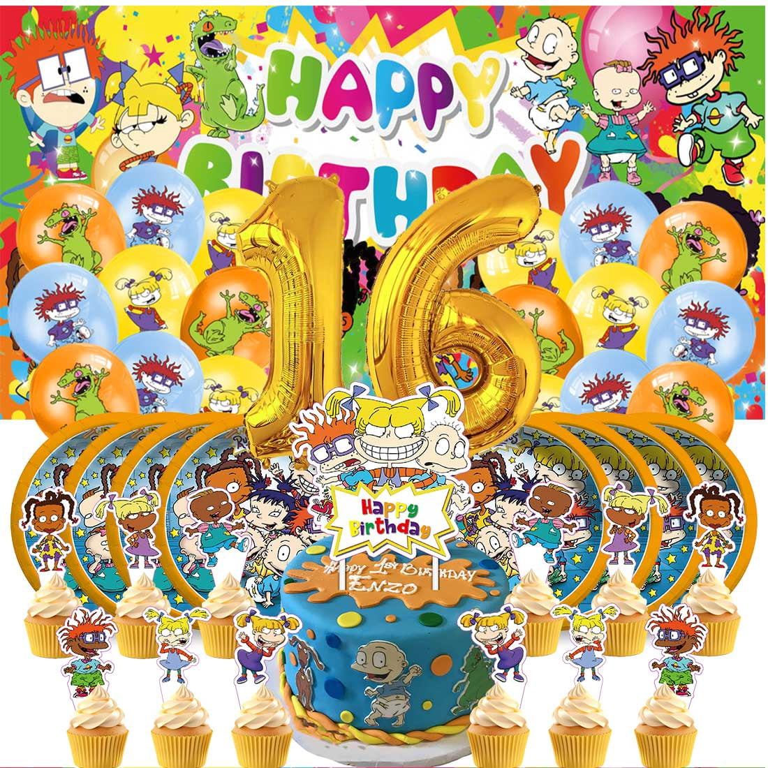 16h Rug Rats Rugrats Balloons Party Supplies 16th Decor Tableware Birthday Cake ...