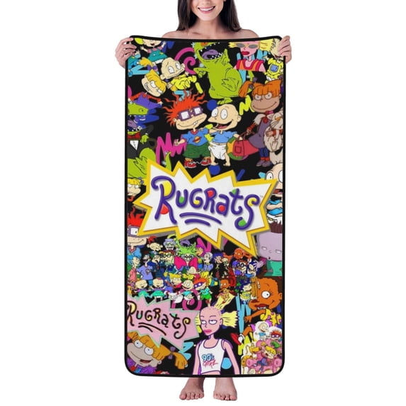 Rugrats Beach Towel 27x55 Inch Coral Velvet Bath Towel For Bathroom Swimming Pool