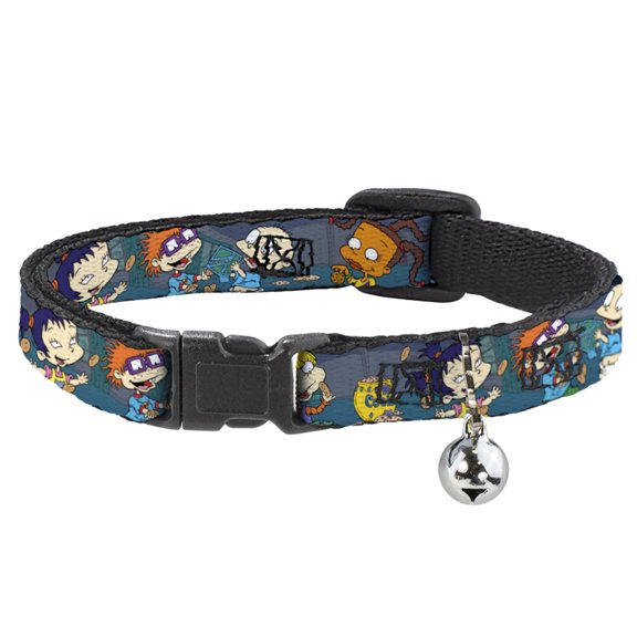 Rugrats Breakaway Cat Collar With Bell, Plastic Clip, Easy Adjustable, Rugrats Cookie Scene, 8.5 to 12 Inches 0.5 Inch Wide