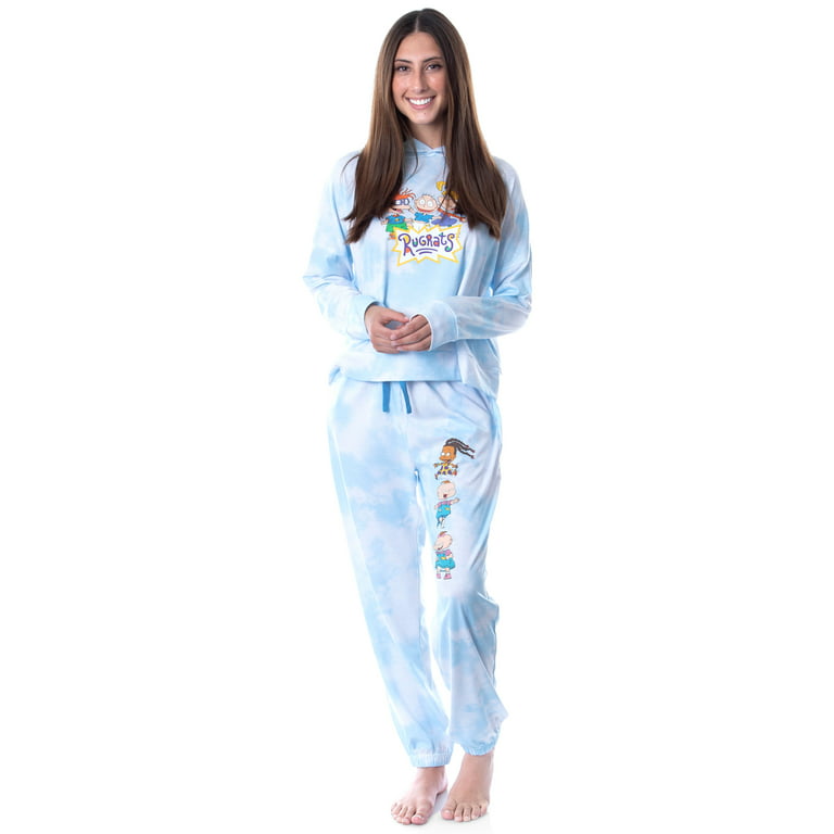 Rugrats Cartoon Tie Dye Womens' Pajama Loungewear Cropped Hooded