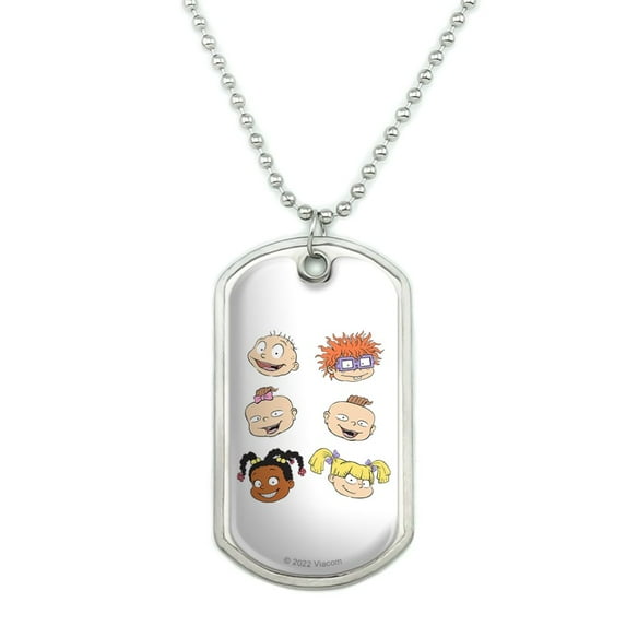 Rugrats Character Heads Military Dog Tag Pendant Necklace with Chain