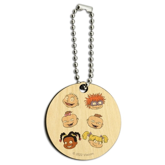 Rugrats Character Heads Wood Wooden Round Keychain Key Chain Ring