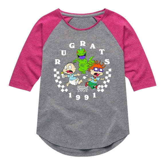 Rugrats - Checkers - Toddler And Youth Girls Raglan Graphic T-Shirt