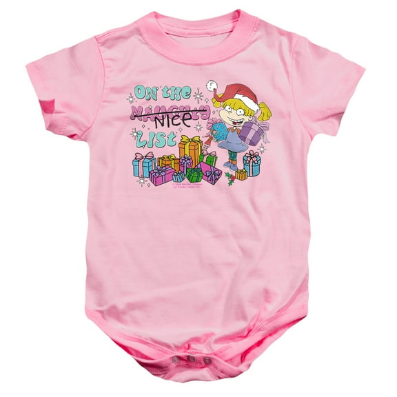 Rugrats Christmas Angelica On Santa's Naughty List Unisex Infant Snap Suit for Baby, Pink, X-Large