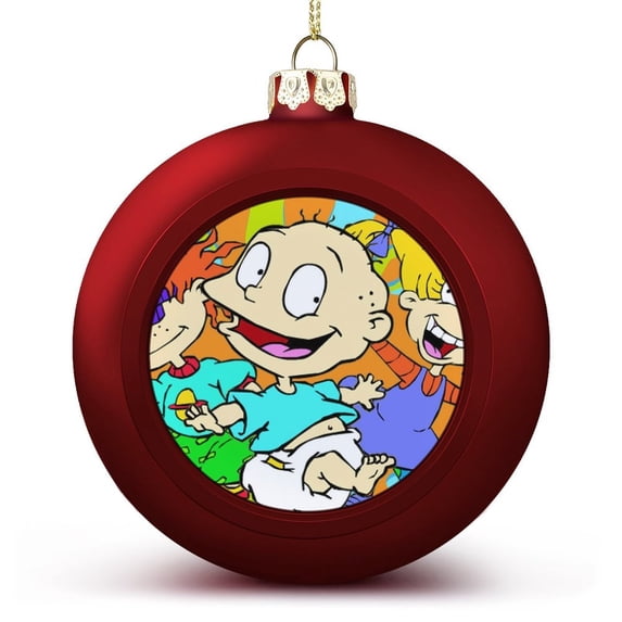 Rugrats Christmas Balls Ornaments Decoration Xmas Tree Hanging Ornament Pendant for Home Indoor Holiday Party Decor 2PCS