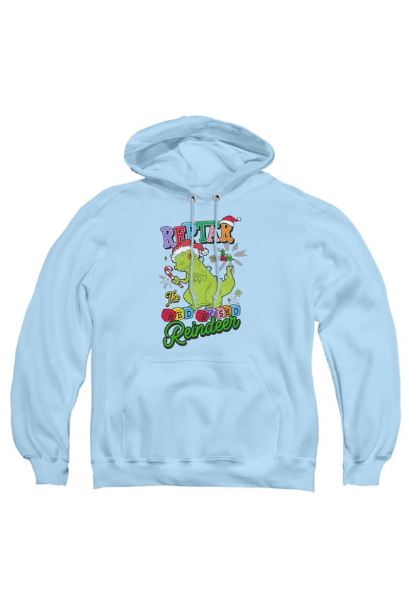 Christmas Reptar The Red Nosed Reindeer Adult Pull-Over Hoodie, Light Blue, X-Large