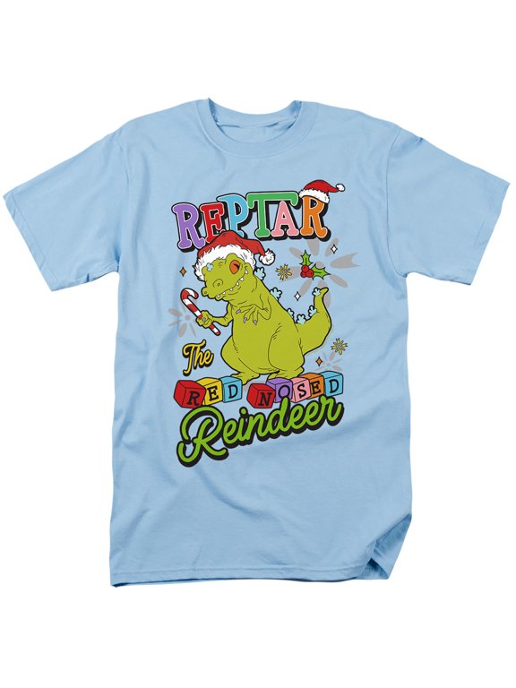 Christmas Reptar The Red Nosed Reindeer Unisex Adult T Shirt, Light Blue, X-Large