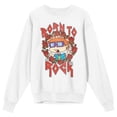 thumbnail image 1 of Rugrats Chuckie Born To Rock Roses Crew Neck Long Sleeve Women's White Sweatshirt-XL, 1 of 7