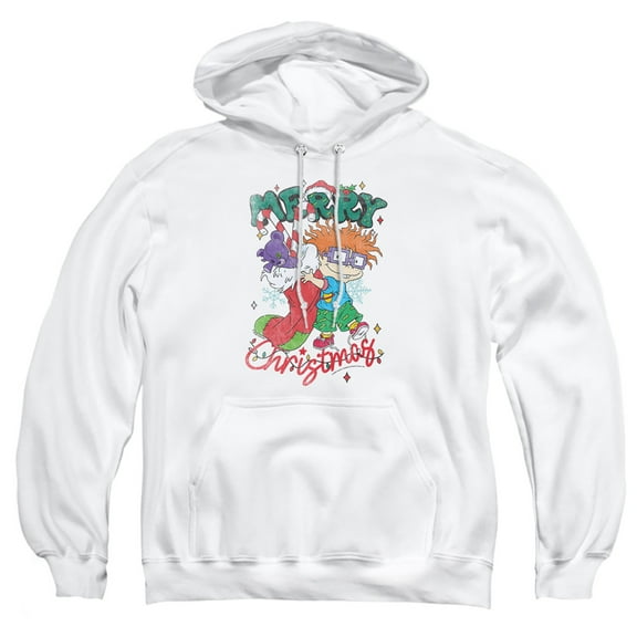 Rugrats Chuckie Christmas Stocking Adult Pull-Over Hoodie, White, 3X-Large