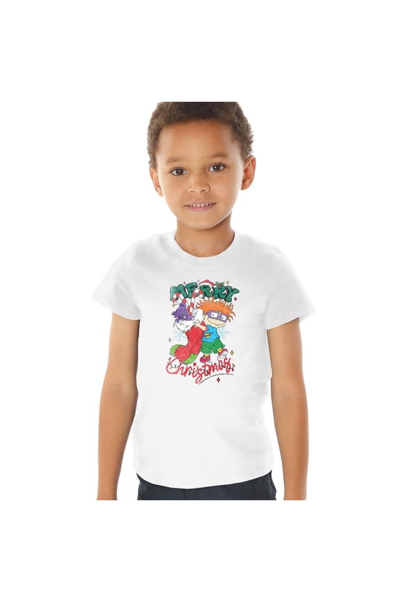 Chuckie Christmas Stocking Kids T Shirt (4) for Toddler Boys and Girls, White