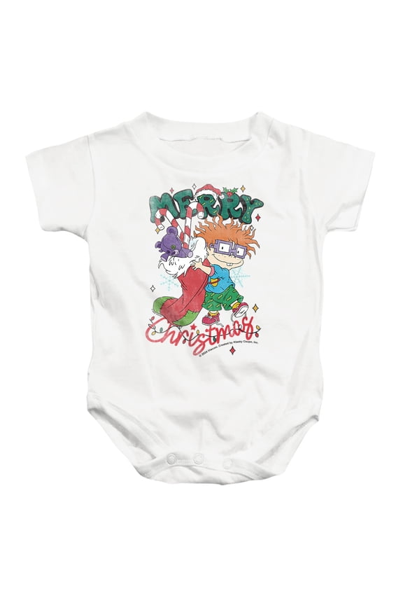 Chuckie Christmas Stocking Unisex Infant Snap Suit for Baby, White, Small